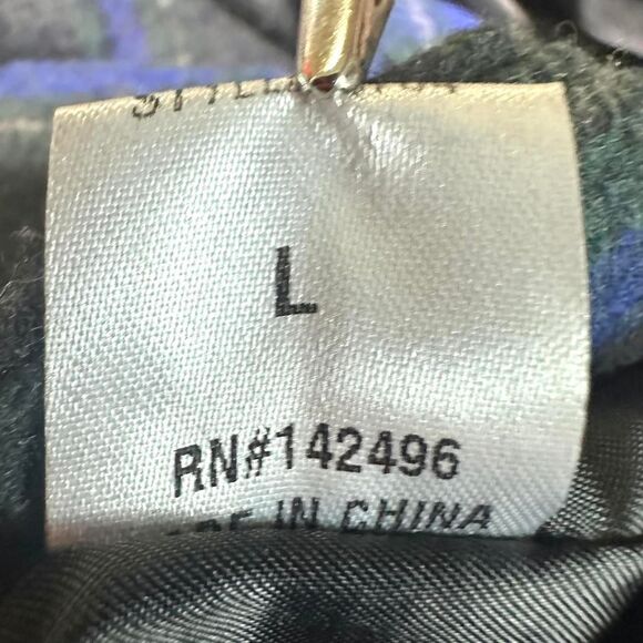 Dee Dee Wool Gray Blue Plaid Mini Skirt Pockets Side Slit Womens L Preppy Grunge - Picture 8 of 8